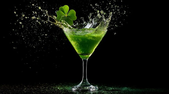 A vibrant green cocktail explodes with refreshing mint and sparkling liquid