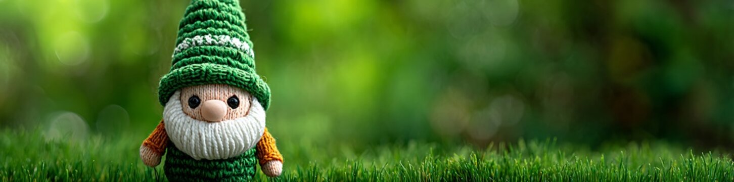 Close up of a whimsical garden gnome with a long white beard