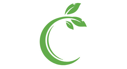 Stylized green letter C with leaves, symbolizing eco friendliness and nature on a Transparent Background.