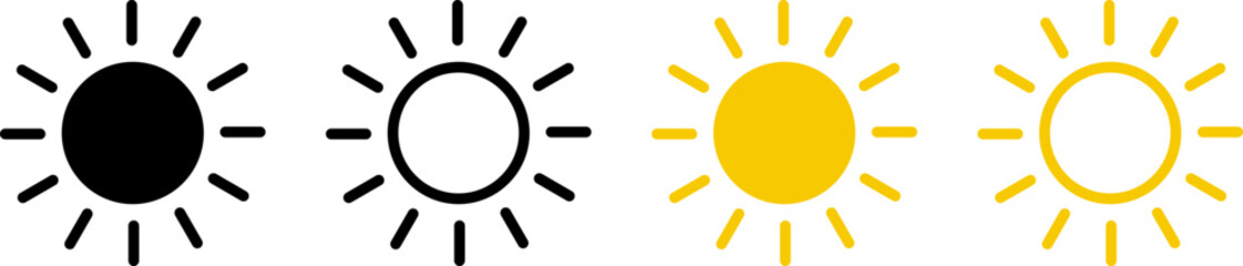 Obraz premium Sun icon vector. Yellow sun clipart on white. Sun symbol transparent background