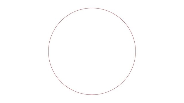 Red double minimalist circular frame with thin geometric lines on transparent background for modern branding digital art and abstract design presentations