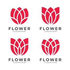 Red tulip flower logo icon with petal