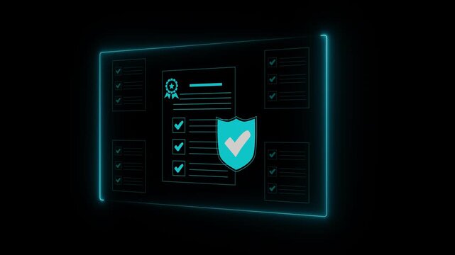 Businessman checking steps through document with a list of checkboxes ,regulation ,practices and policies ,Terms and conditions ,Examination of ethical rules , Motion graphics of document concept