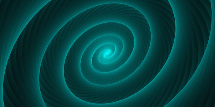 Vector Hypnotic spiral fractal art, creating illusion of infinite. Deep blue hue, generating mystery and immersive perception. 