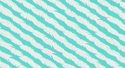 明るい背景の上の白い羽は優雅に並んで繰り返す