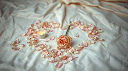 Soft Romance Rose Heart and Candle Glow Setup