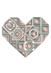 Sage Pink Paper Cut Geometric Heart Mosaic