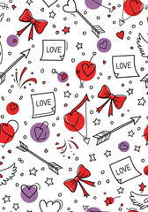 Romantic Valentines Day Doodle Elements Background Texture
