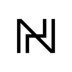 Letter NH or HN minimal monogram logo