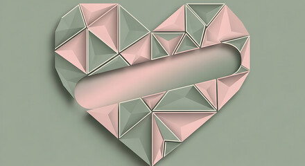Polygonal Sage Pink Love Symbol Papercraft Illustration