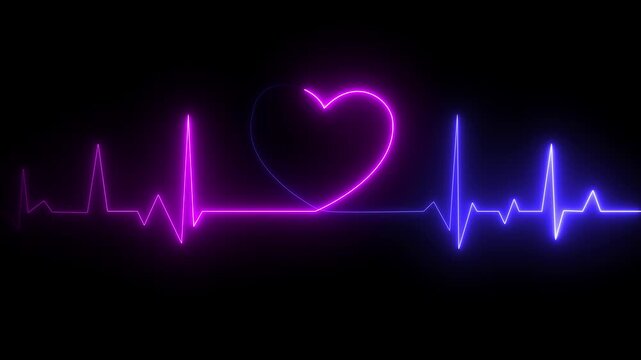 Heartbeat monitor EKG line monitor shows heartthrob, Seamlessly loop electrocardiogram medical screen with heart rhythm in green on black background. ECG machine