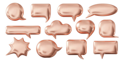 3d speech bubble icons shapes isolated