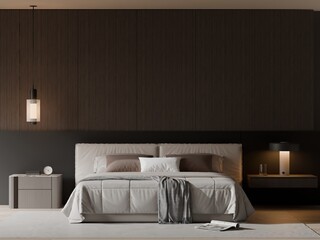Luxury Dark Bedroom Interior for High End Residential Design &ndash; 3D Render