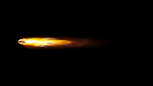 bullet fire flying flying bullet Military gun muzzle flashes with spark and smoke