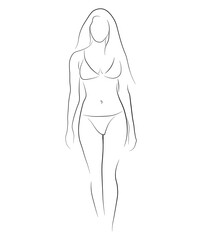 Woman legs swimsuit panties bikini hand drawing
