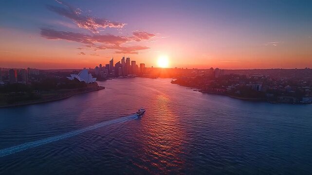 sydney aerial drone view at sunset australia video