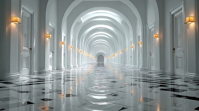 Minimal white hallway business interior design wallpapers