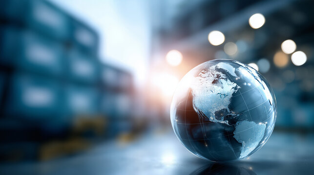 Global business logistics import export background display, container cargo freight ship transport concept visualization, international shipping with maritime commerce infrastructu