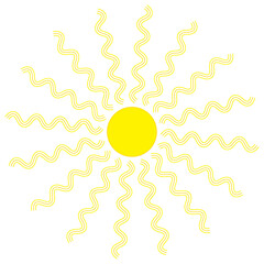 A yellow sun with sunrays - abstract