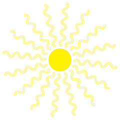 A yellow sun with sunrays - abstract