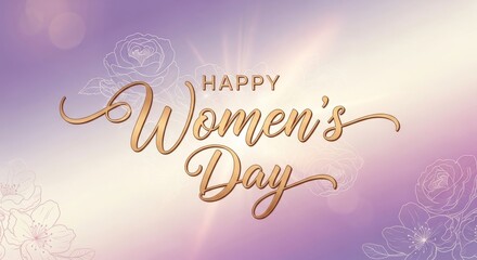 Happy Women's Day celebration with a purple background