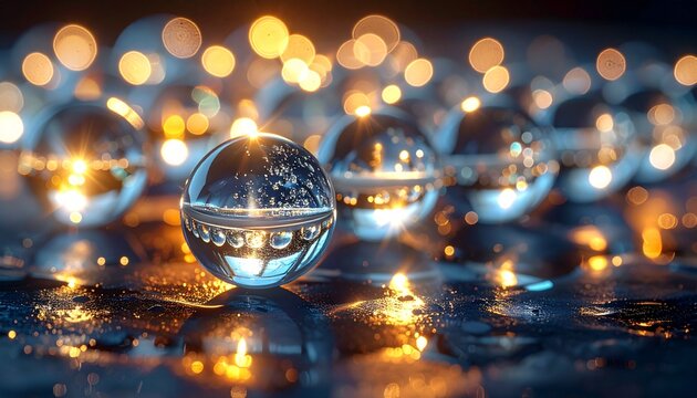 Glasperlen mit Lichtreflexionen