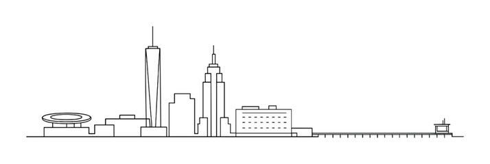 Obraz premium Minimalist city skyline with illuminated building and gradient background