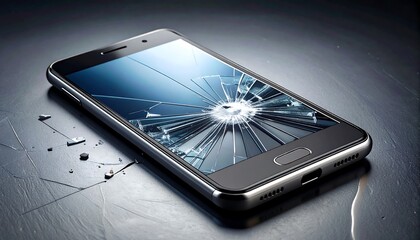 Broken Screen Smartphone Highlighting Damaged Device