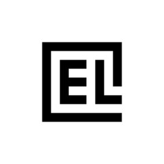 Letter EL simple square monogram logo