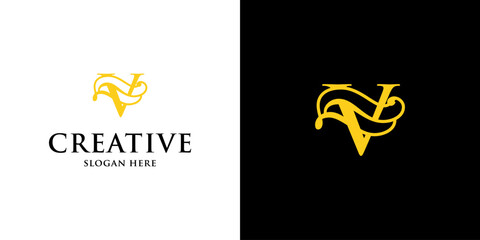 Obraz premium V wedding invitation logo design