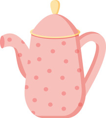 Teapot isolated on white background, pastel flat illustration for tea time and kitchen decor concept