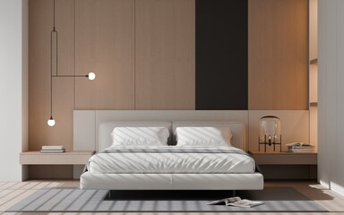 Bright Modern Bedroom Interior for Residential Real Estate &ndash; 3D Render