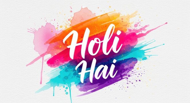 Holi Hai Vibrant Festival Poster with Colorful Powder Explosion and Dynamic Brush Lettering