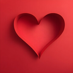 Red Paper Cut Heart on Textured Red Background