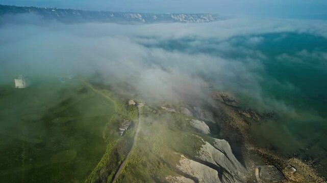 Aerial view of the english coast in Folkestone, Kent