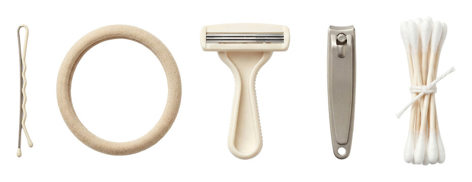 Bathroom grooming small items photo Set.