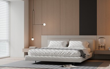 Bright Minimalist Bedroom Interior with Natural Light &ndash; 3D Render