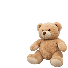 Obraz premium Brown teddy bear sitting stuffed animal isolated on a transparent background