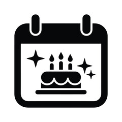 Obraz premium Vector icon of a calendar with birthday cake and candles displayed