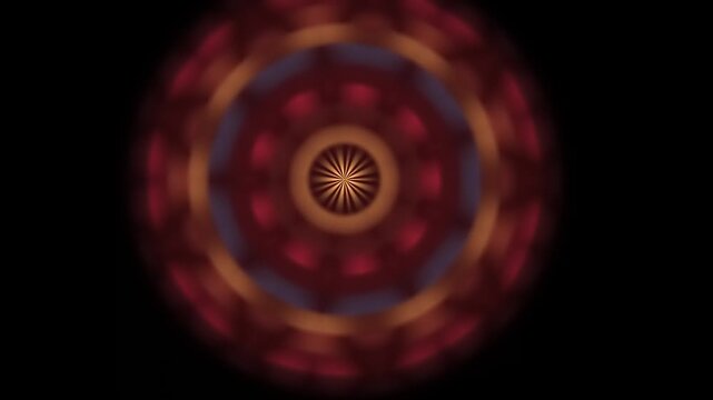 Circular Pattern Displaying Multicolor Kaleidoscope Motif Centering on Radiating Core