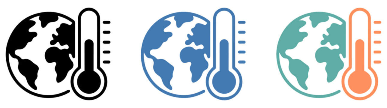 global temperature thermometer icon set