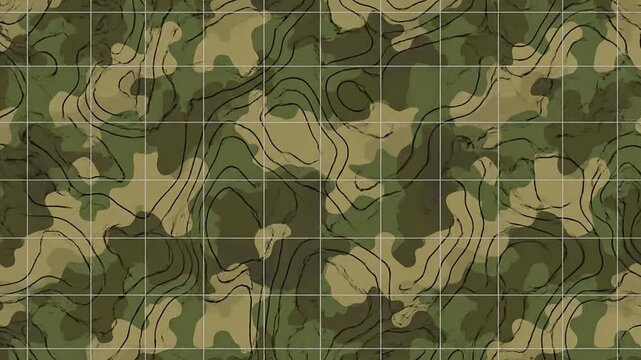 Abstract camouflage pattern design with topographic contour lines