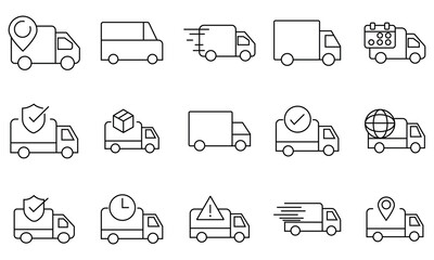 Delivery truck icon set.  Fast delivery truck icon, symbol design for app, logo, website. Delivery truck icon Fast shipping , Cargo van vector set. vector illustration.