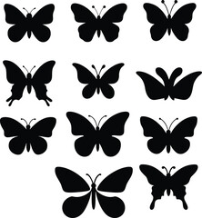 Obraz premium Set of butterfly icon minimal vector art illustration on a white background. 