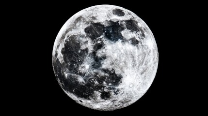 Obraz premium faraway. A striking close-up of the full moon, revealing intricate crater details against the dark night sky. STEM education sheets, lab safety posters, designed for biotech research communications. 