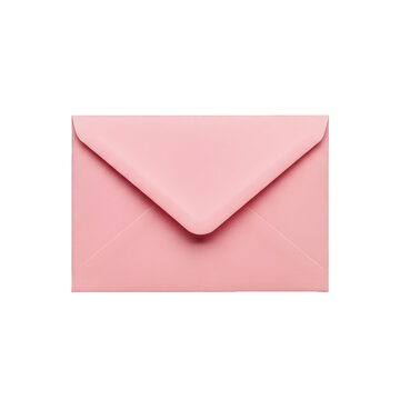 A pink envelope with a closed flap, isolated on transparent background