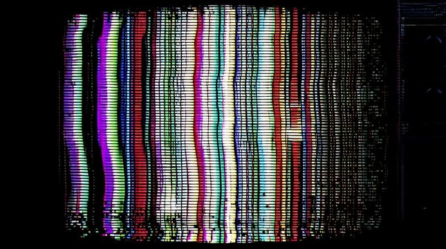 Distorted Television Screen with Colorful Static.