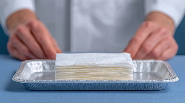 Impftag in einer deutschen Senioreneinrichtung: Eine Krankenschwester bereitet medizinisches Material auf einem sterilen Tablett vor.