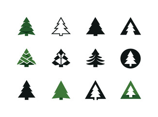 Obraz premium Spruce Logo Variations. Spruce. Icon set. Set Logo of Spruce: triangular spruce icon. harmonious logo variations of the same emblematic concept, each with