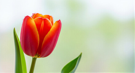 Fototapeta premium Red tulip in vibrant style in red and yellow colors
